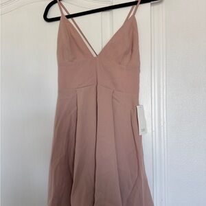 Elegant Mauve/Rose Backless Skater Dress